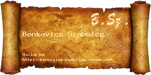 Benkovics Szabolcs névjegykártya